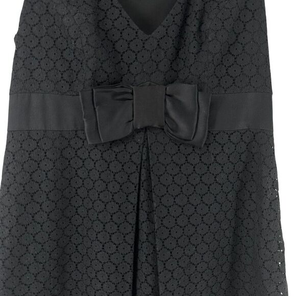 Betsey Johnson Vintage Dress Black Sleeveless Lace A Line Silk Bow Size 4 - Picture 4 of 10